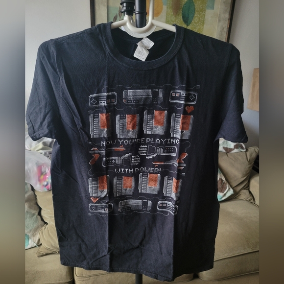 "Now you're playing with power" black medium-sized Gildan Graphic Tee - Picture 1 of 3